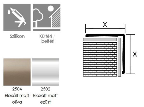 003990 - PROFILPLAST Sarokélvédő, sarok profil - ELOXÁLT ALUMÍNIUM - 12x12x2700mm - Image 3