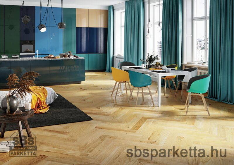 028990-BARLINEK WOOD - PURE CLASSICO LINE 110 - CARAMEL HERRINGBONE FAMILY - Tölgy matt lakkozott Pácolt szalagparketta - NATURAL_M4V