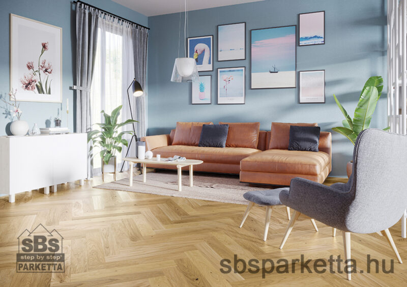 028990-BARLINEK WOOD - PURE CLASSICO LINE 110 - CARAMEL HERRINGBONE FAMILY - Tölgy matt lakkozott Pácolt szalagparketta - NATURAL_M4V