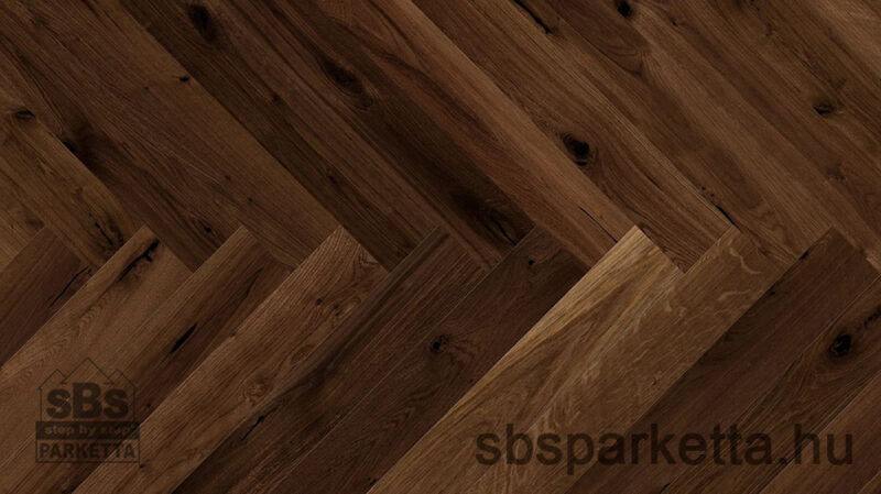 027990-BARLINEK WOOD - PURE CLASSICO LINE - HERRINGBONE COUNTRY - Tölgy matt lakkozott PÁCOLT kefélt szalagparketta - BROWN SMOKED - TRAPANI_M4V