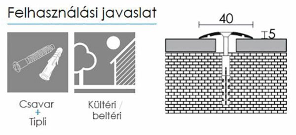 006990 - PROFILPLAST Burkolatváltó profil - Furatos - ELOXÁLT ALUMÍNIUM - 40x2700mm - 45447 - Image 3