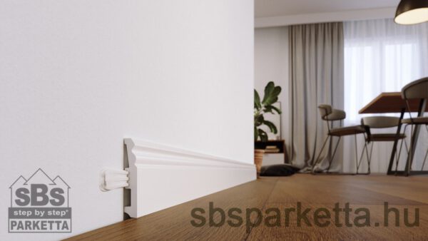 003390 - STIQ - XL STX820 - Vízálló,  MAGAS FEHÉR szegélyléc - 2200x80x14,3mm - Image 2