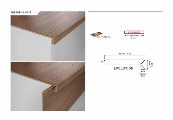 091600- Swiss Krono - Treppenkante EVOLUTION - Laminált padló LÉPCSŐELEM - Több színben! MEGSZŰNT! - Image 2