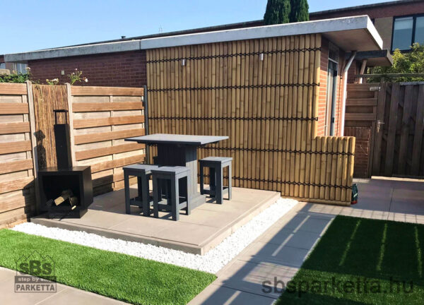 020990-KÜLTÉRI KEZELETLEN FÉLKÖR ALAKÚ BAMBUSZRÚD KERÍTÉSPANEL – NATÚR - 90 x 120 cm (1db/6kg) - Image 2