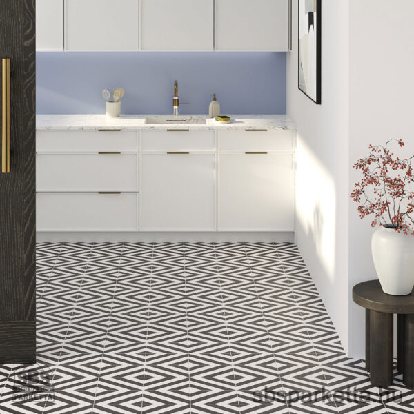 014490- FAUS - Vízálló laminált padló - RETRO 1 - KŐMINTÁS - BLACK & WHITE PATTERN TILE - S185210 - 8mm_AC6/33 - Image 2