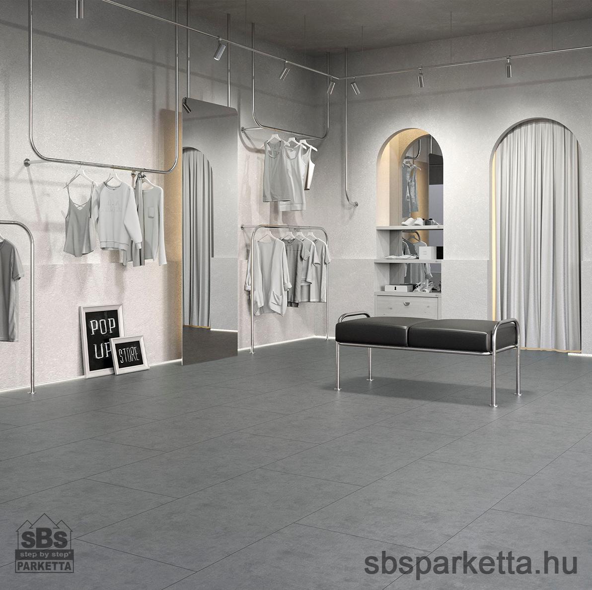 014490- FAUS - Vízálló laminált padló - INDUSTRY TILE XXL - KŐMINTÁS - CONCRETE CENDRE - S179967- 8mm_AC6/33 - Image 2