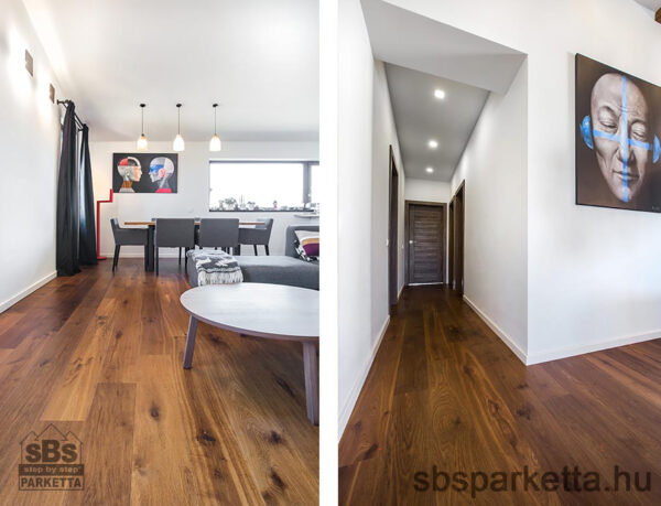 026990-FREVINI - BASICA - Medium smoked Tölgy Character Lakkozott - MULTI LAYER/TÖBBRÉTEGŰ - Kefélt Pácolt Szalagparketta – BROWNIE PLANK – M4V (2,38 m2/cs/6db) - Image 5