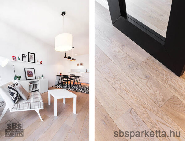 025490-FREVINI - BASICA - Tölgy Character Lakkozott - MULTI LAYER/TÖBBRÉTEGŰ - Kefélt Pácolt Szalagparketta – LATTE PLANK – M4V (2,38 m2/cs/6db) - Image 5