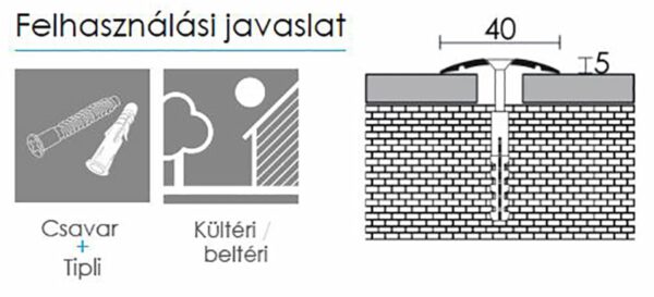 004990 - PROFILPLAST Burkolatváltó profil - Furatos - ELOXÁLT ALUMÍNIUM - 32x2700mm - 45446 - Image 2