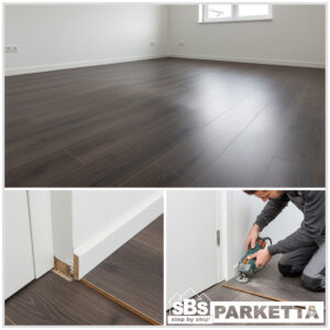 Egy felpúposodott, rosszul lerakott laminált padló illusztrálja a DIY hibákat