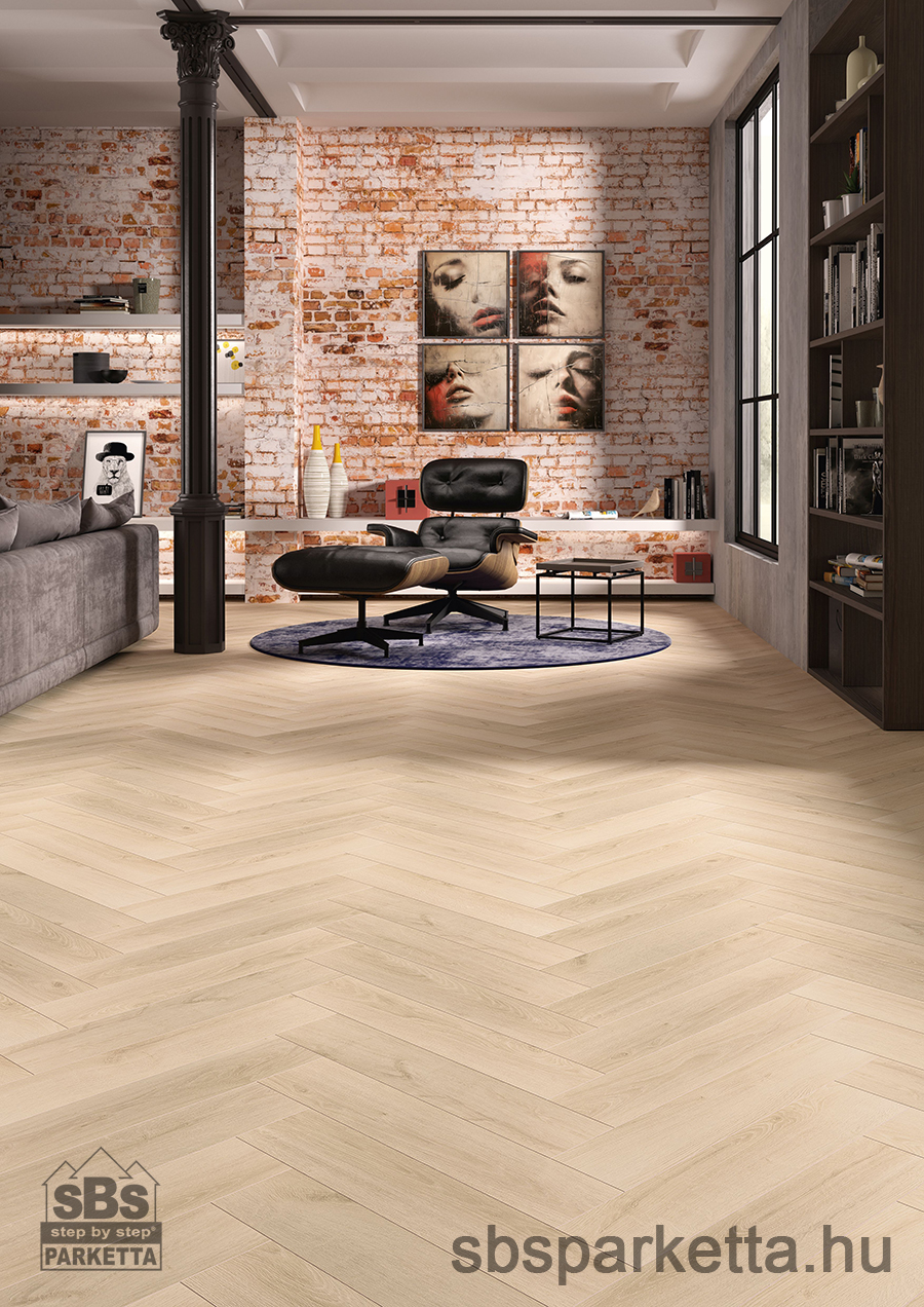 011990- ALSAFLOOR - Vízálló laminált padló - ALLURE BR - HERRINGBONE - JASMINE OAK - 464 - 10mm_AC6/33 - Image 2