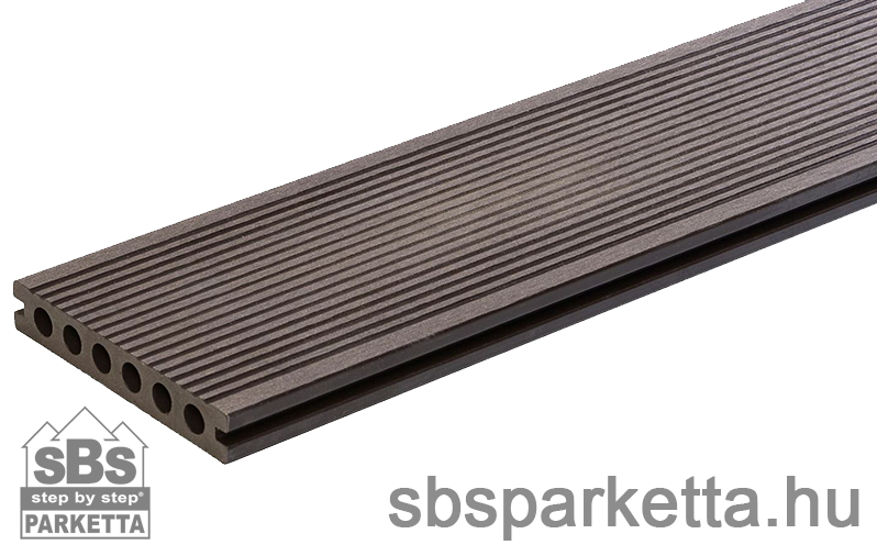 008990-MM WPC Trusty extrudált teraszdeszka - 3D famintás/bordázott - Dark Brown - 140x23x2900 mm - MMW101 - Image 2