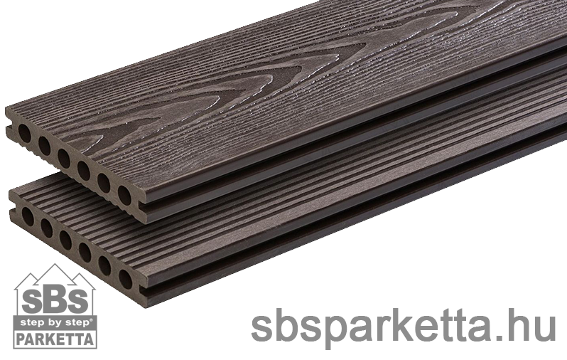 008990-MM WPC Trusty extrudált teraszdeszka - 3D famintás/bordázott - Dark Brown - 140x23x2900 mm - MMW101 - Image 3