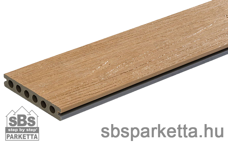 010990-MM WPC Prestige Co-extrudált teraszdeszka, 3D famintás, 2 szín: Light Gray / Customized Teak, 140x22x2900 mm (1szál/0,43m2 bruttó - 7,89kg/db) - Image 2